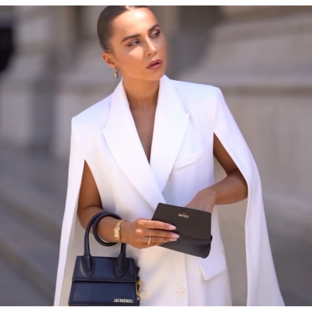 Zara White Cape Blazer Vest